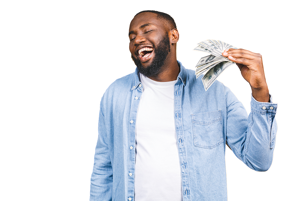 man fanning money